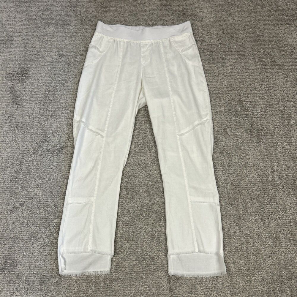 XCVI Wearables Pants Womens Medium White Spade Frayed Step Hem Stretch Beachy